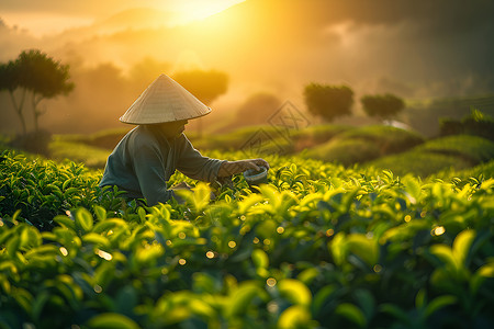 宁静的茶园背景图片