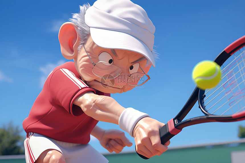 老年人打网球图片