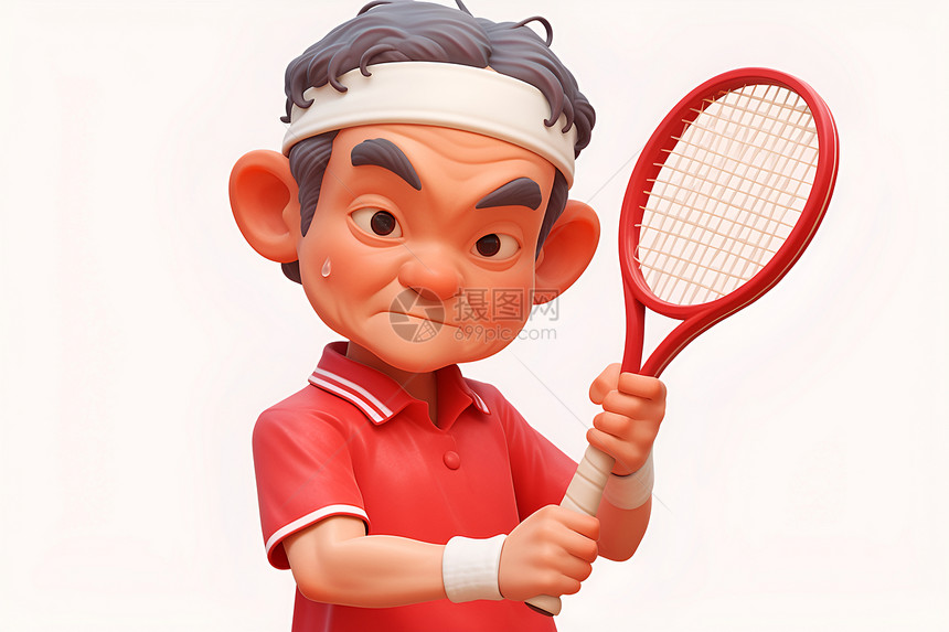 拿着网球拍的老年男性图片