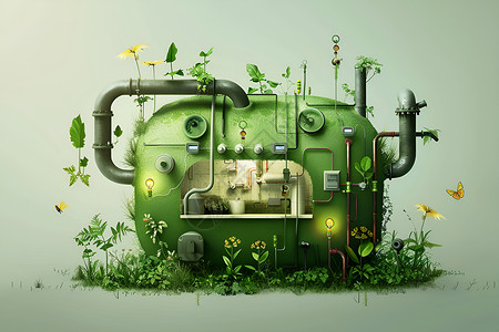一台绿色机器背景图片