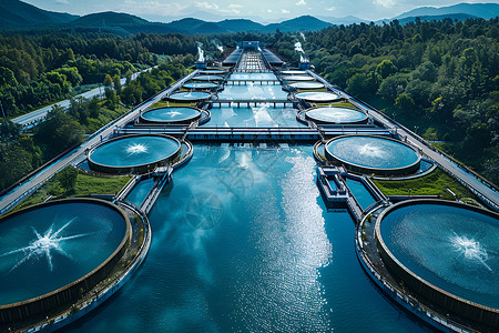 蓝天下的污水处理厂高清图片
