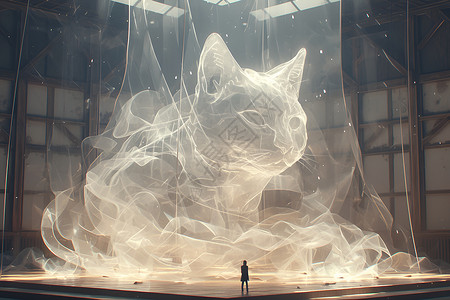 雕塑的猫形背景图片