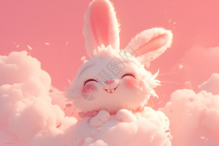 可爱小兔欢乐棉花糖兔子插画