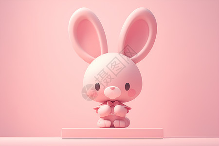 兔子在粉色背景中高清图片