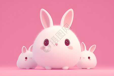 玩耍中的粉色兔子高清图片