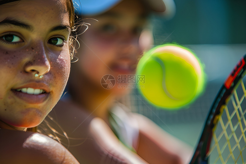 夏日网球训练中的少女图片