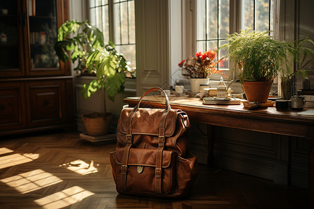 棕色书包旅游包棕色的书包背景