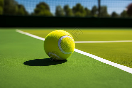 网球在网球场上高清图片