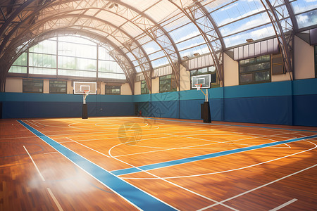 室内阳光篮球场的绘画背景图片
