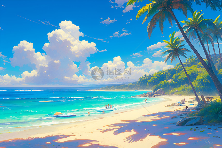 翠蓝海岛阳光沙滩图片