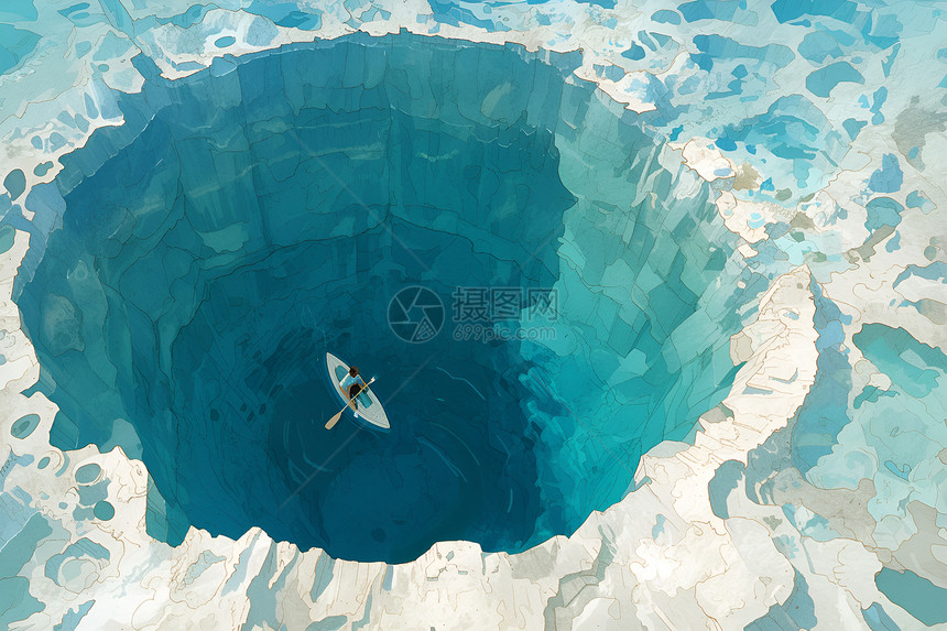 海洋深处的蓝色洞穴图片