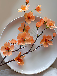 意餐餐盘上的花朵插画