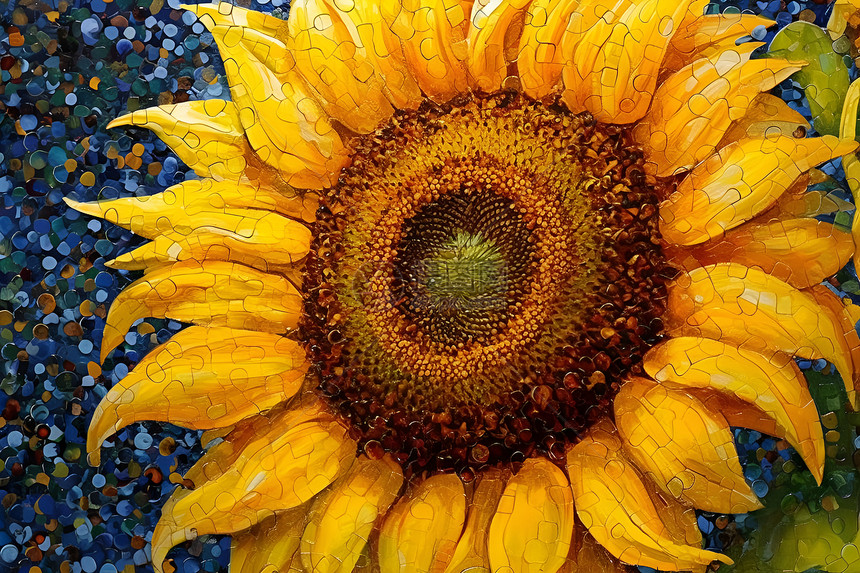 太阳花的点彩绘画图片