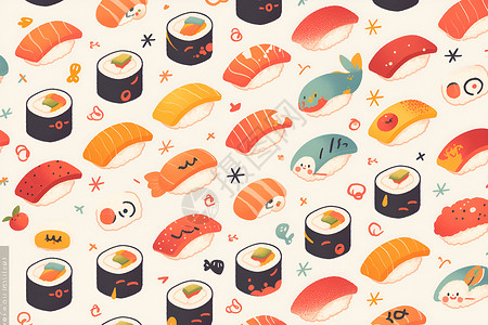 设计的寿司插画背景图片