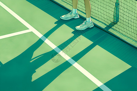 室内网球场夏日网球插画