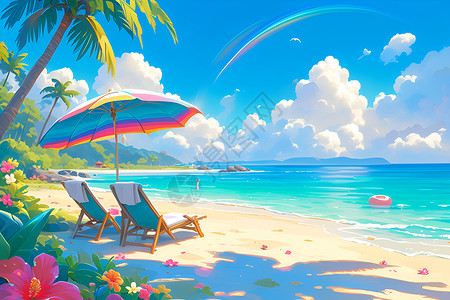 艳丽热带海滩背景图片