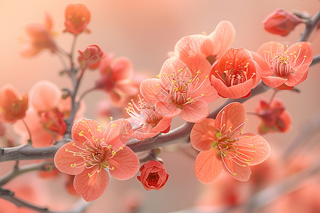 花朵花蕊美丽的桃花绽放背景