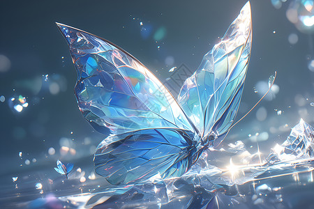 水中起舞的蓝色蝴蝶背景图片