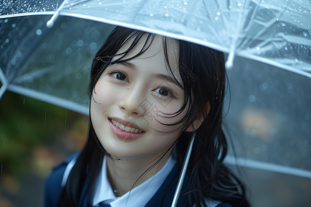 打伞的高中女生背景图片