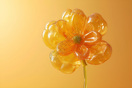 花形气球黄色背景下的黄色一朵花设计图片