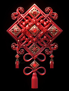 传统中式装饰东方文化的中国结插画