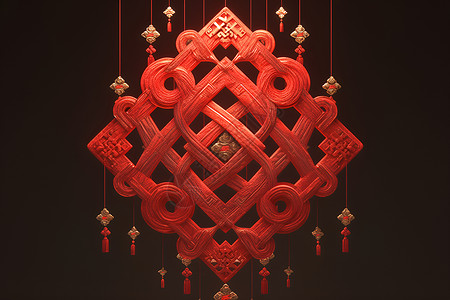 红色中国结山楂红色的中国结插画