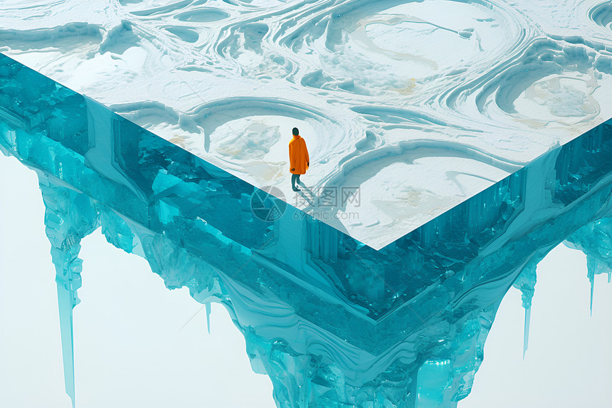 冰川中的人图片