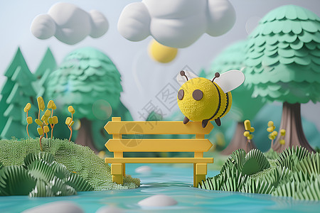 休闲公园中的小蜜蜂背景图片