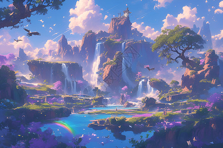 仙境美景彩虹城堡高清图片