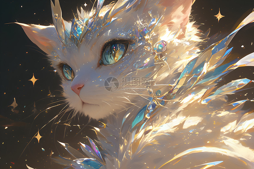 闪烁的钻石猫图片