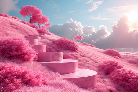 景观艺术梦幻粉色景观设计图片