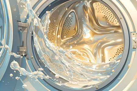 滚筒洗衣机主图洗衣机内的水插画