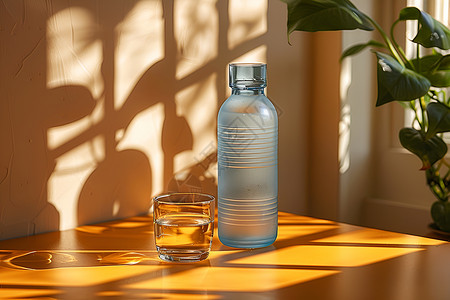 桌子上的水瓶背景图片