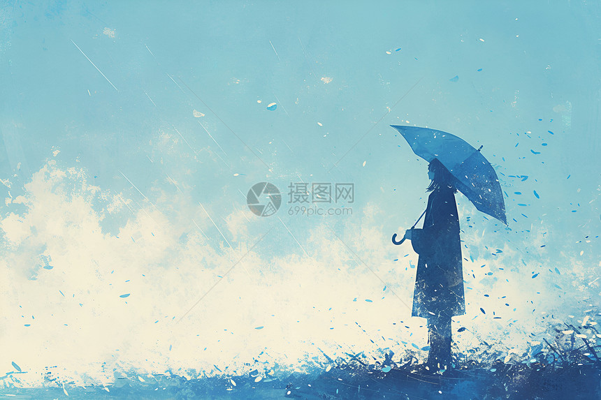 雨中思索的人图片