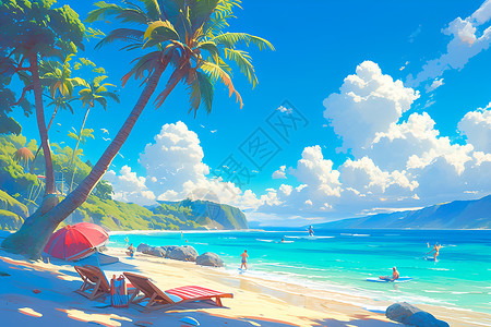 热带海滩背景图片