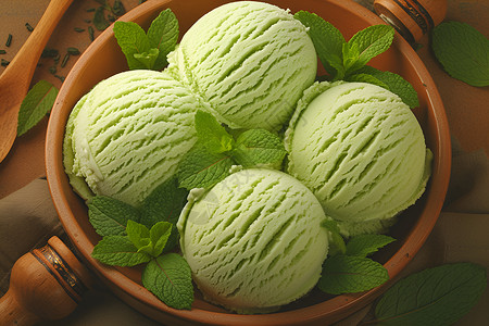 绿茶冰淇淋背景图片