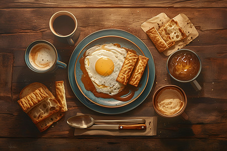 鸡蛋面包咖啡背景图片