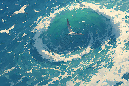 海洋中翻腾的海浪背景图片