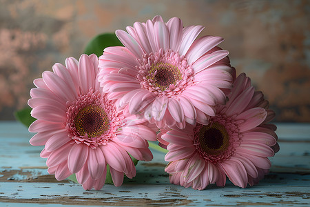 三朵粉色雏菊背景图片