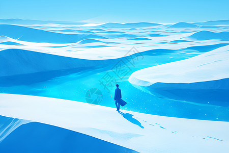 碧蓝色的冰湖高清图片