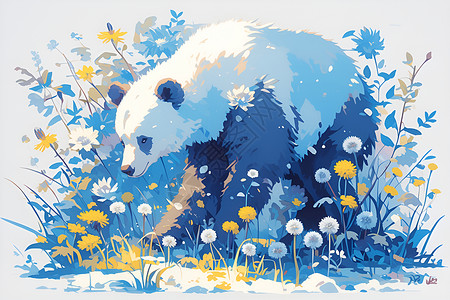 野草中的小熊背景图片