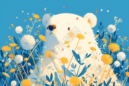草地中的小熊背景图片