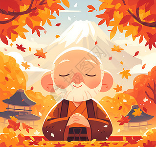 安静的秋天和僧人背景图片
