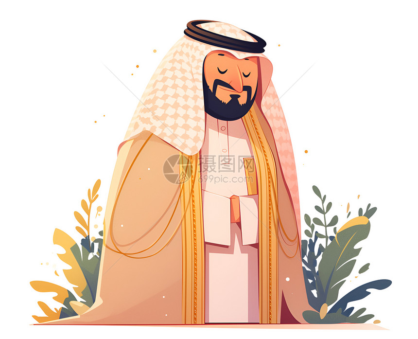 沙特老人动漫形象图片