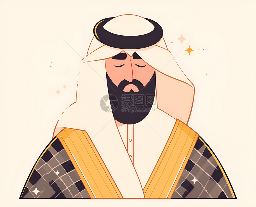 白胡子阿拉伯老人图片