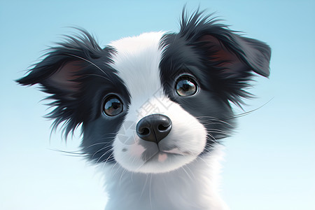 黑白小狗萌犬犬嵴图片素材