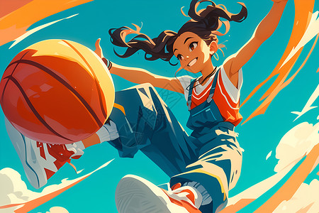 打篮球的少女背景图片