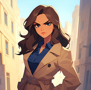 城市中的女侦探背景图片