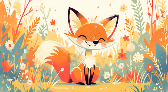 一只可爱的小狐狸背景图片