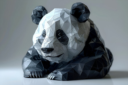 黑白纸黑白熊猫纸艺摆件设计图片